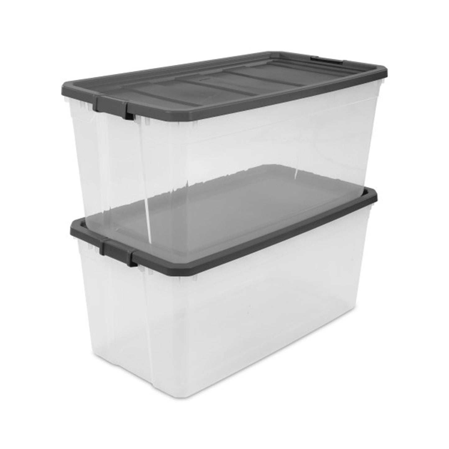 Sterilite 200 Quart Clear Stackable Latching Storage Box Container, Grey, 9 Pack