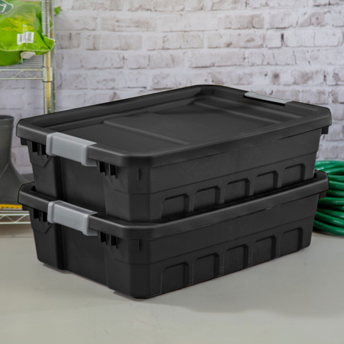Sterilite 10 Gallon Industrial Stacker Storage Totes w/ Gray Clip Lids (18 Pack)
