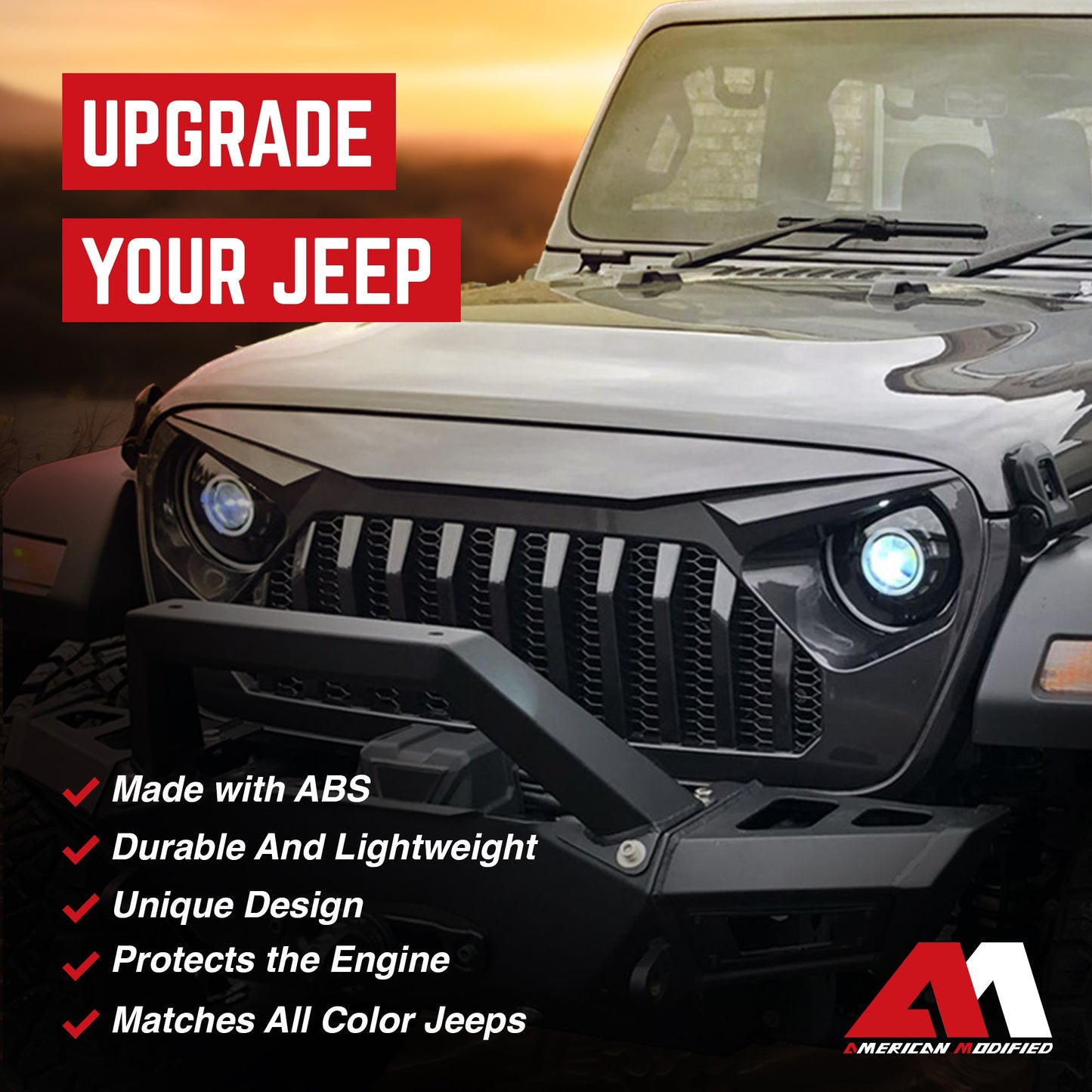 AMERICAN MODIFIED Front Mesh Grille for 2018+ Jeep Wrangler JL & Gladiator JT - Find Fresh Goods