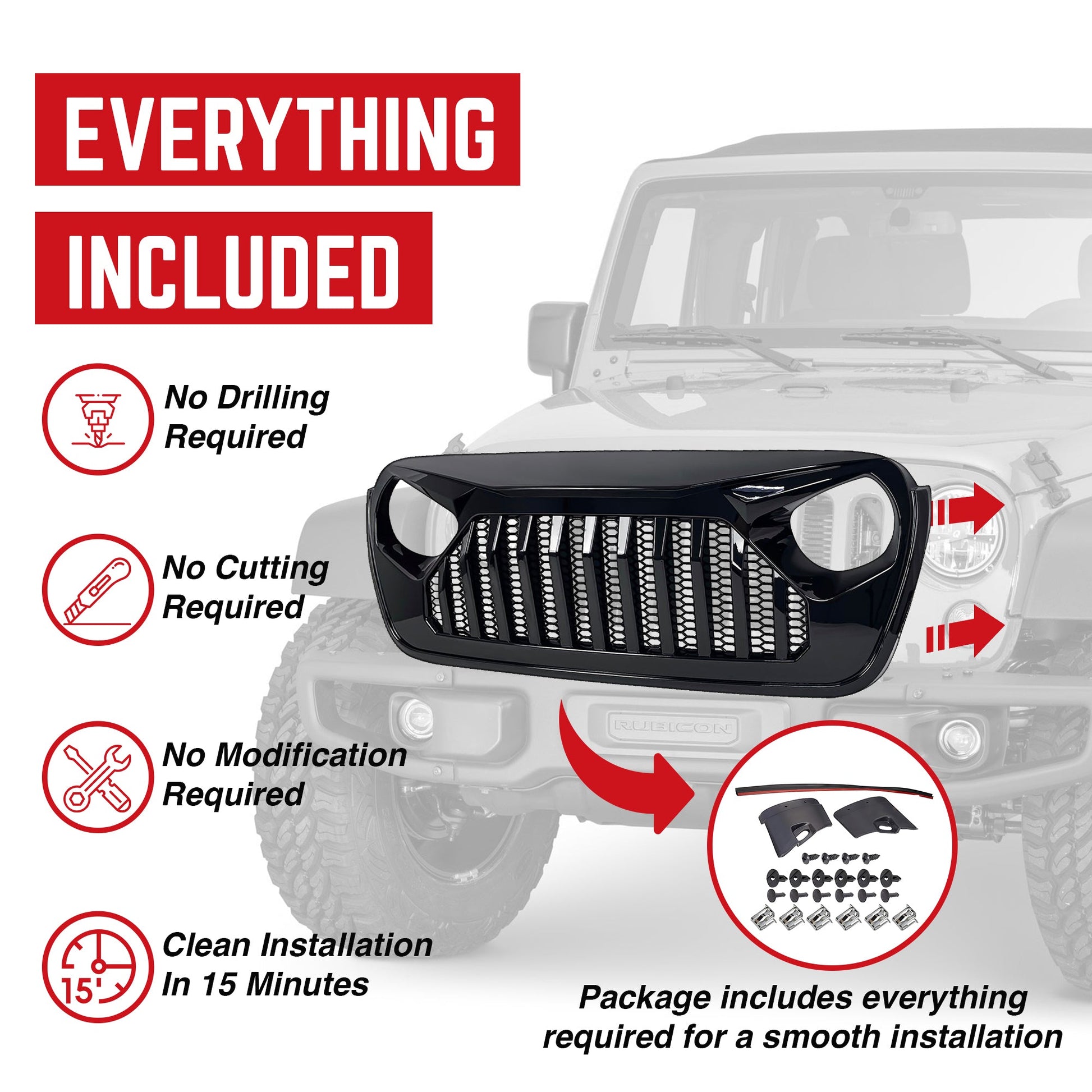 AMERICAN MODIFIED Front Mesh Grille for 2018+ Jeep Wrangler JL & Gladiator JT - Find Fresh Goods