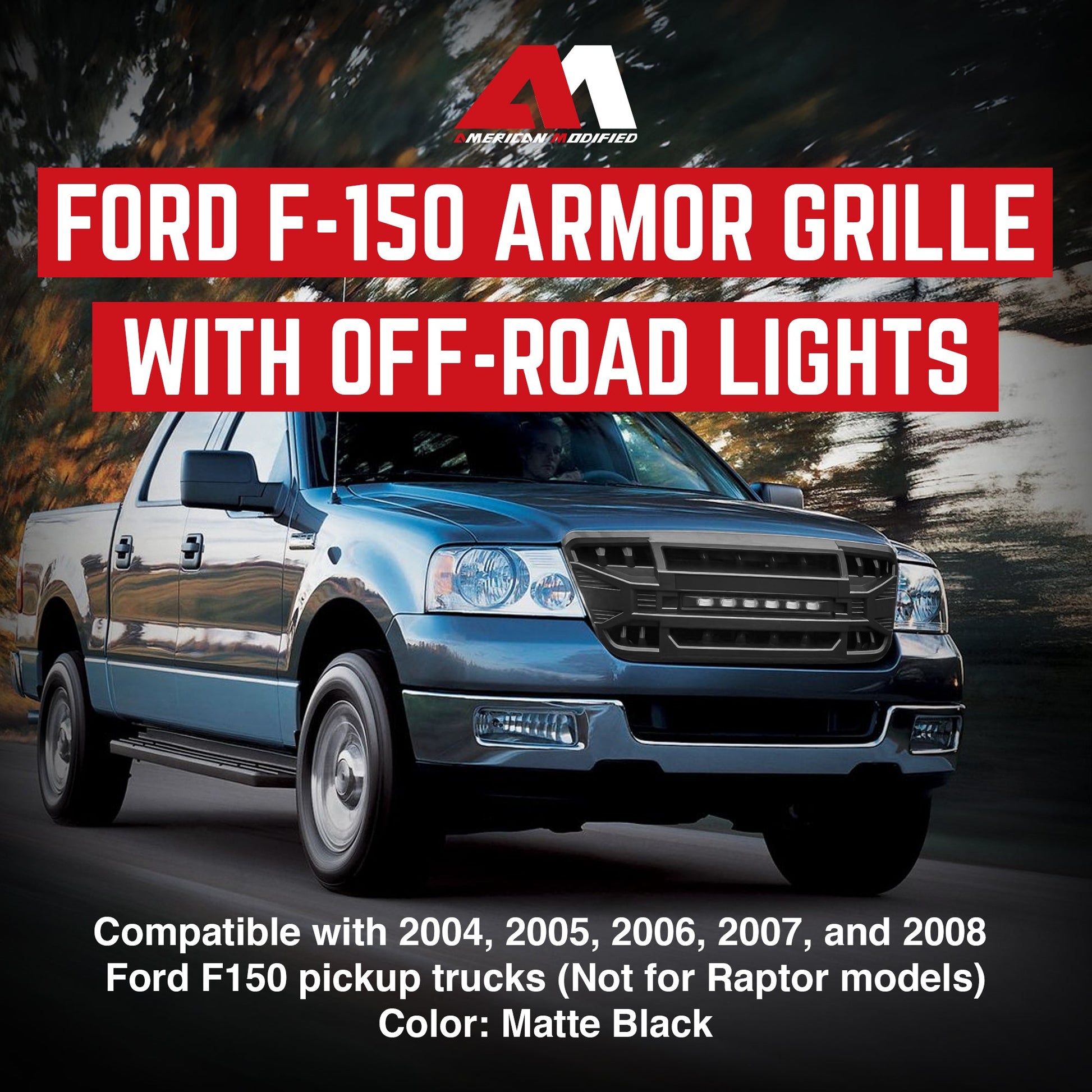 AMERICAN MODIFIED Armor Grille with Off Road Lights for 2004-2008 Ford F150 - Find Fresh Goods