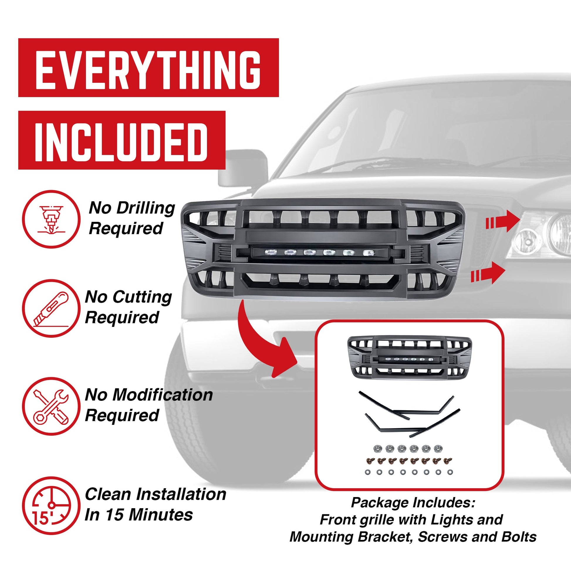 AMERICAN MODIFIED Armor Grille with Off Road Lights for 2004-2008 Ford F150 - Find Fresh Goods