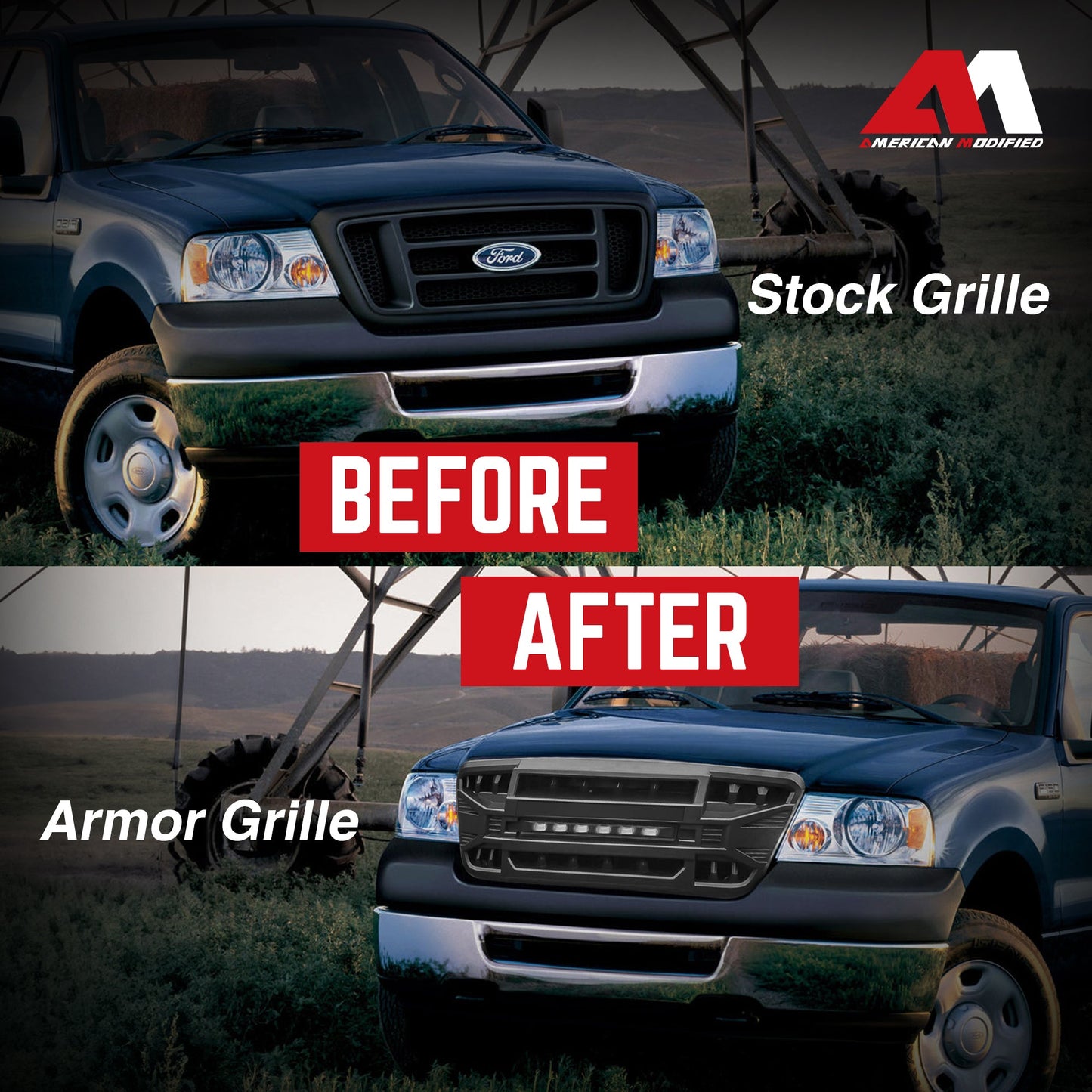AMERICAN MODIFIED Armor Grille with Off Road Lights for 2004-2008 Ford F150 - Find Fresh Goods