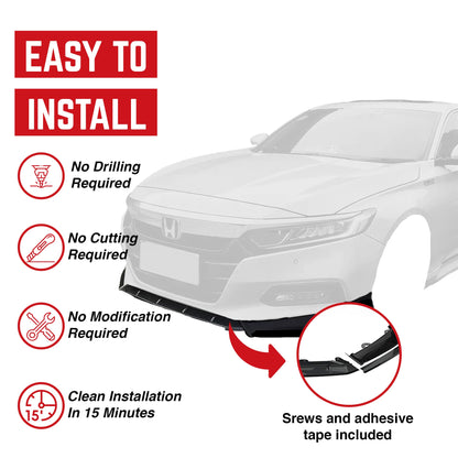 AMERICAN MODIFIED 2018 to 2020 Honda Accord Aerodynamic Front Lip Spoiler, Black - Find Fresh Goods