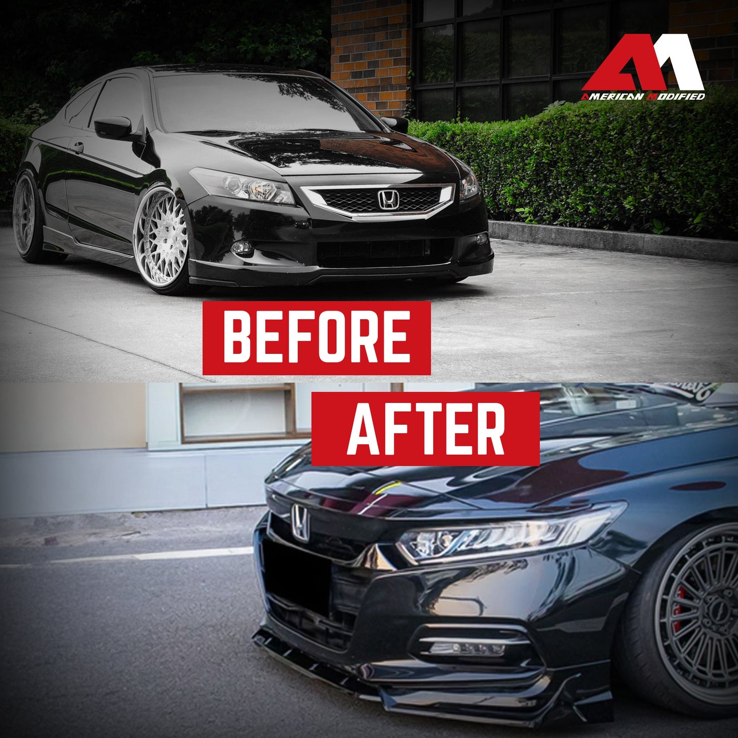 AMERICAN MODIFIED 2018 to 2020 Honda Accord Aerodynamic Front Lip Spoiler, Black - Find Fresh Goods