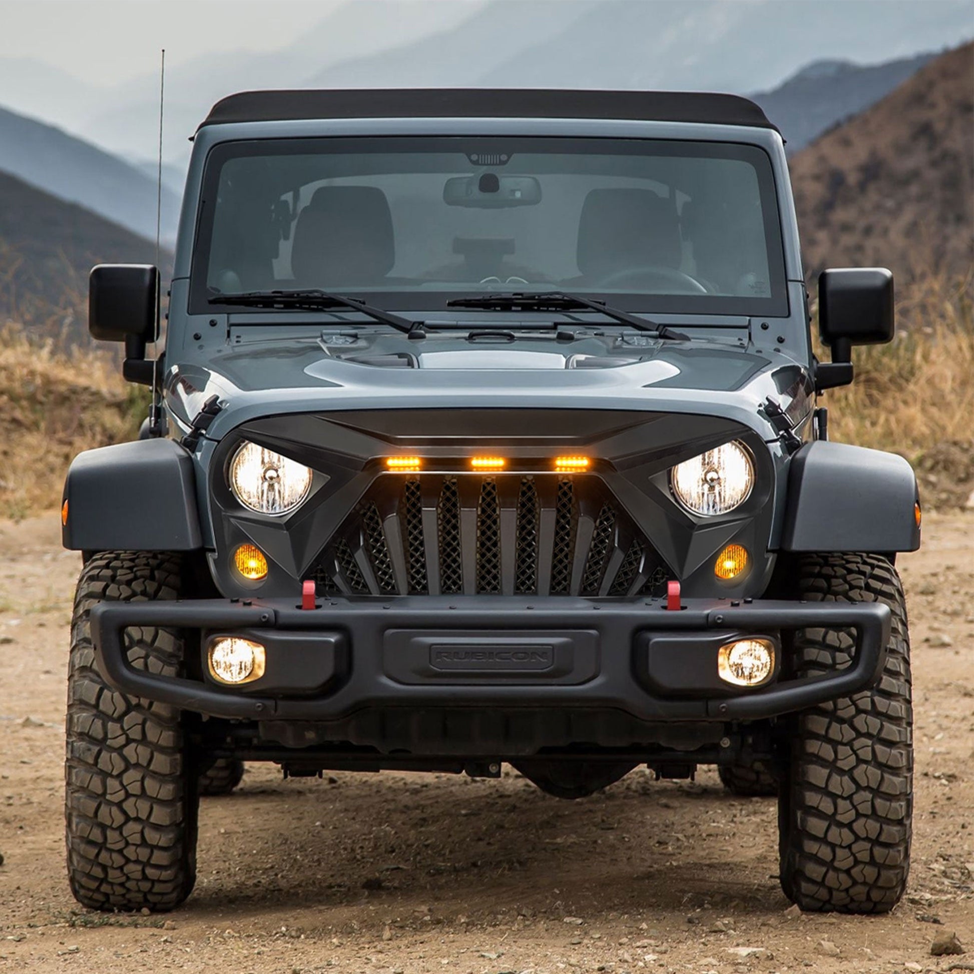 AMERICAN MODIFIED Front Goliath Grill Compatible w/ 2007-18 Jeep Wrangler JK - Find Fresh Goods