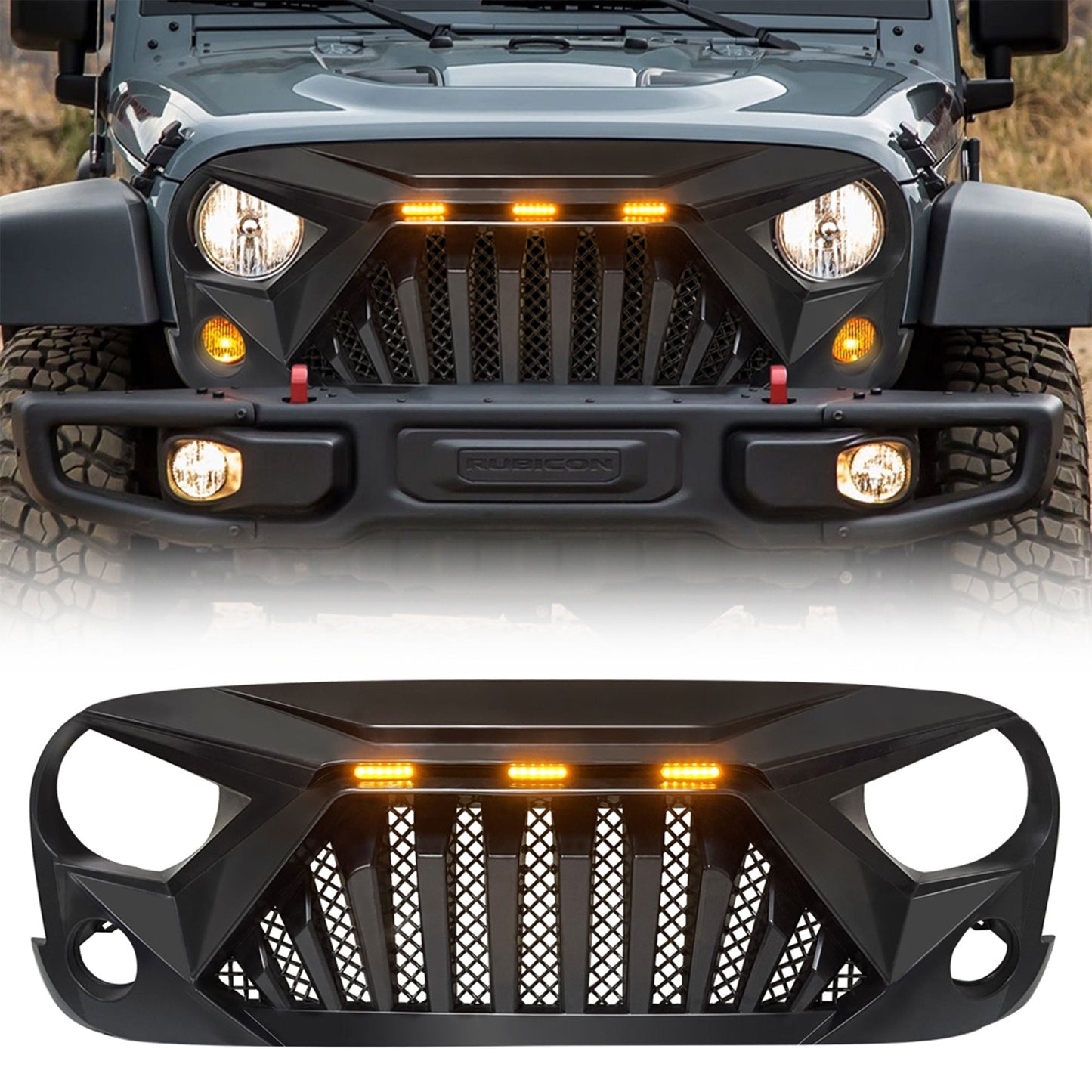 AMERICAN MODIFIED Front Goliath Grill Compatible w/ 2007-18 Jeep Wrangler JK - Find Fresh Goods