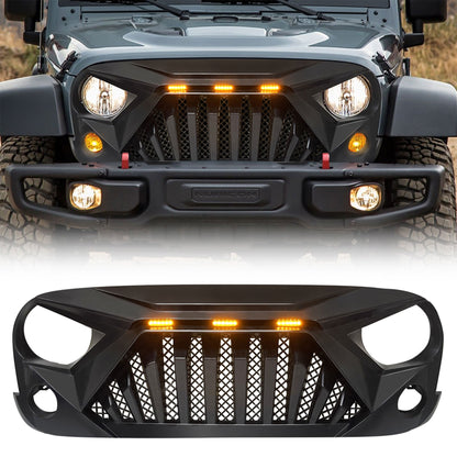 AMERICAN MODIFIED Front Goliath Grill Compatible w/ 2007-18 Jeep Wrangler JK - Find Fresh Goods