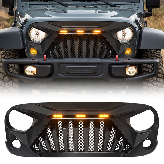 AMERICAN MODIFIED Front Goliath Grill Compatible w/ 2007-18 Jeep Wrangler JK - Find Fresh Goods