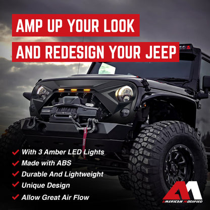 AMERICAN MODIFIED Front Goliath Grill Compatible w/ 2007-18 Jeep Wrangler JK - Find Fresh Goods