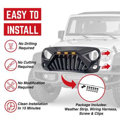 AMERICAN MODIFIED Front Goliath Grill Compatible w/ 2007-18 Jeep Wrangler JK - Find Fresh Goods