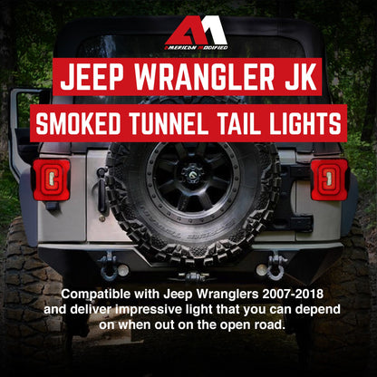 AMERICAN MODIFIED Smoked Tail Lights Compatible with 07-18 Jeep Wrangler JK/JKU - Find Fresh Goods