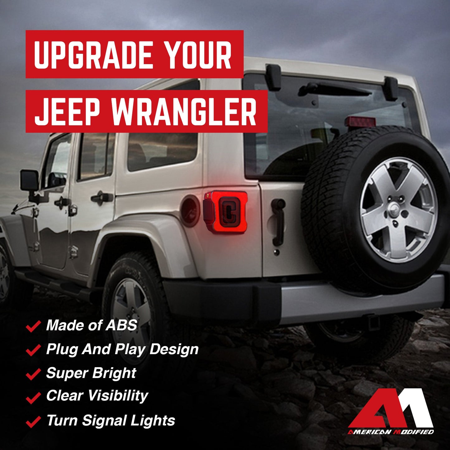 AMERICAN MODIFIED Smoked Tail Lights Compatible with 07-18 Jeep Wrangler JK/JKU - Find Fresh Goods
