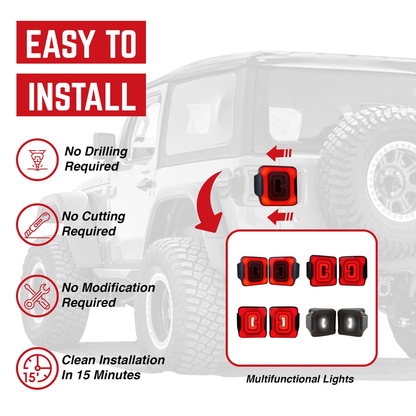 AMERICAN MODIFIED Smoked Tail Lights Compatible with 07-18 Jeep Wrangler JK/JKU - Find Fresh Goods