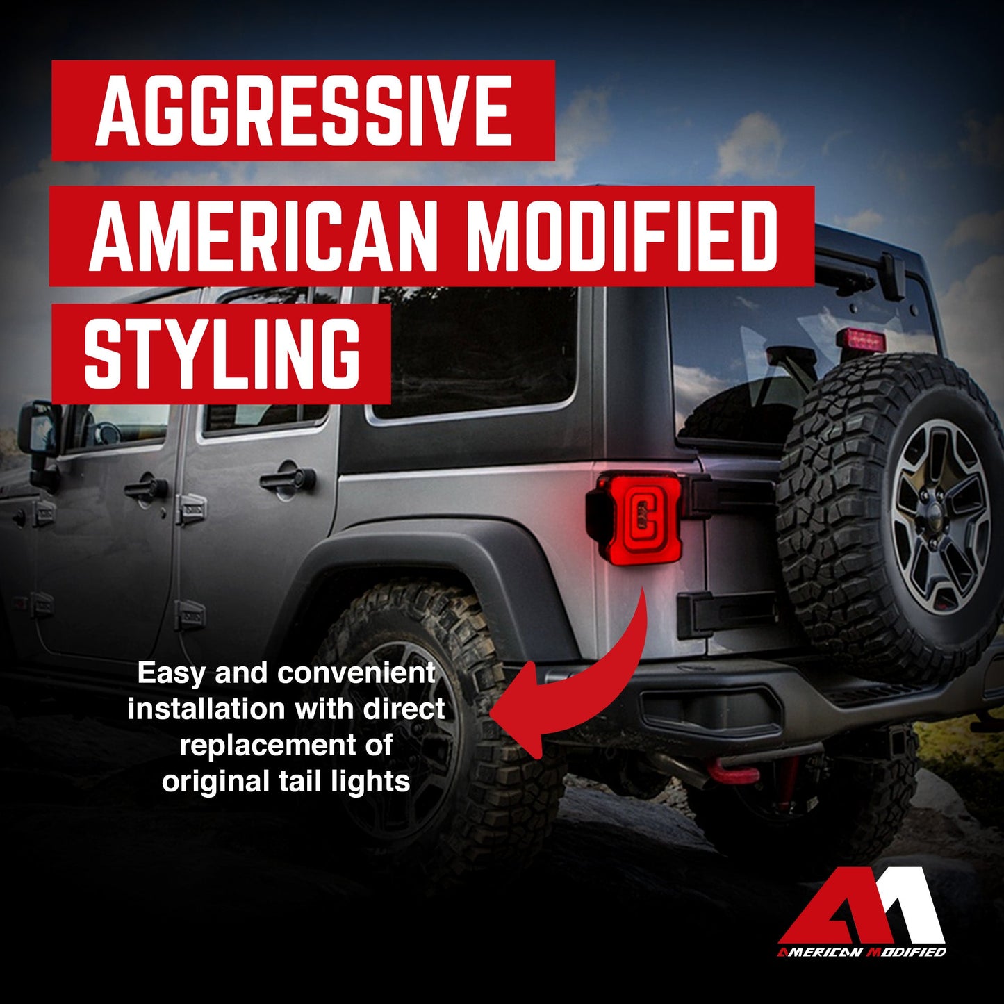 AMERICAN MODIFIED Smoked Tail Lights Compatible with 07-18 Jeep Wrangler JK/JKU - Find Fresh Goods