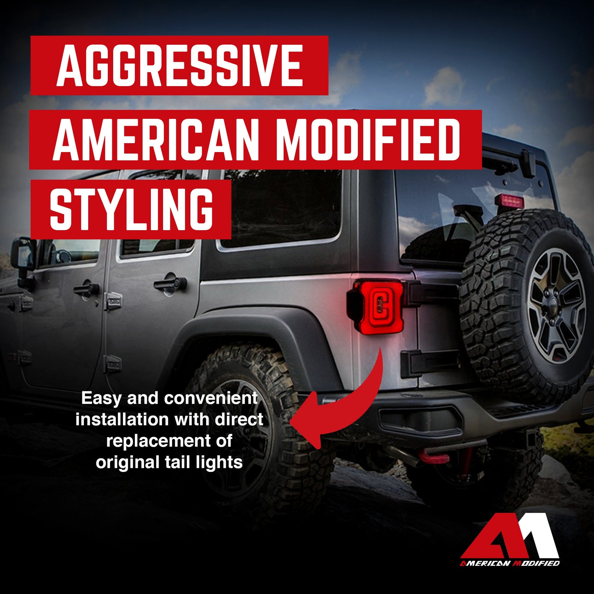 AMERICAN MODIFIED Smoked Tail Lights Compatible with 07-18 Jeep Wrangler JK/JKU - Find Fresh Goods