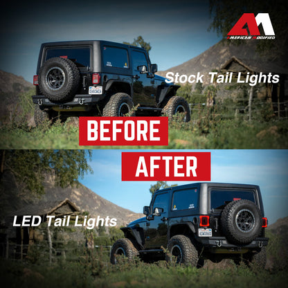 AMERICAN MODIFIED Smoked Tail Lights Compatible with 07-18 Jeep Wrangler JK/JKU - Find Fresh Goods