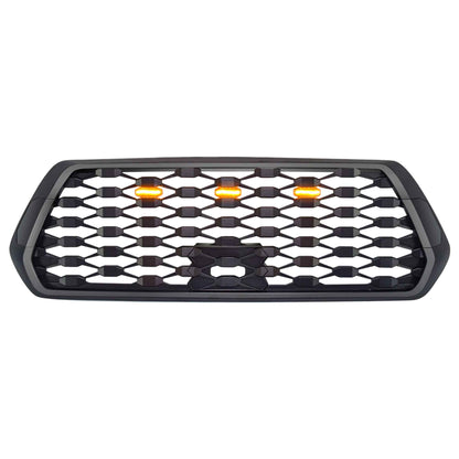 AMERICAN MODIFIED Mesh Grille w/ Amber Lights for 2016-2023 Tacoma, Matte Black