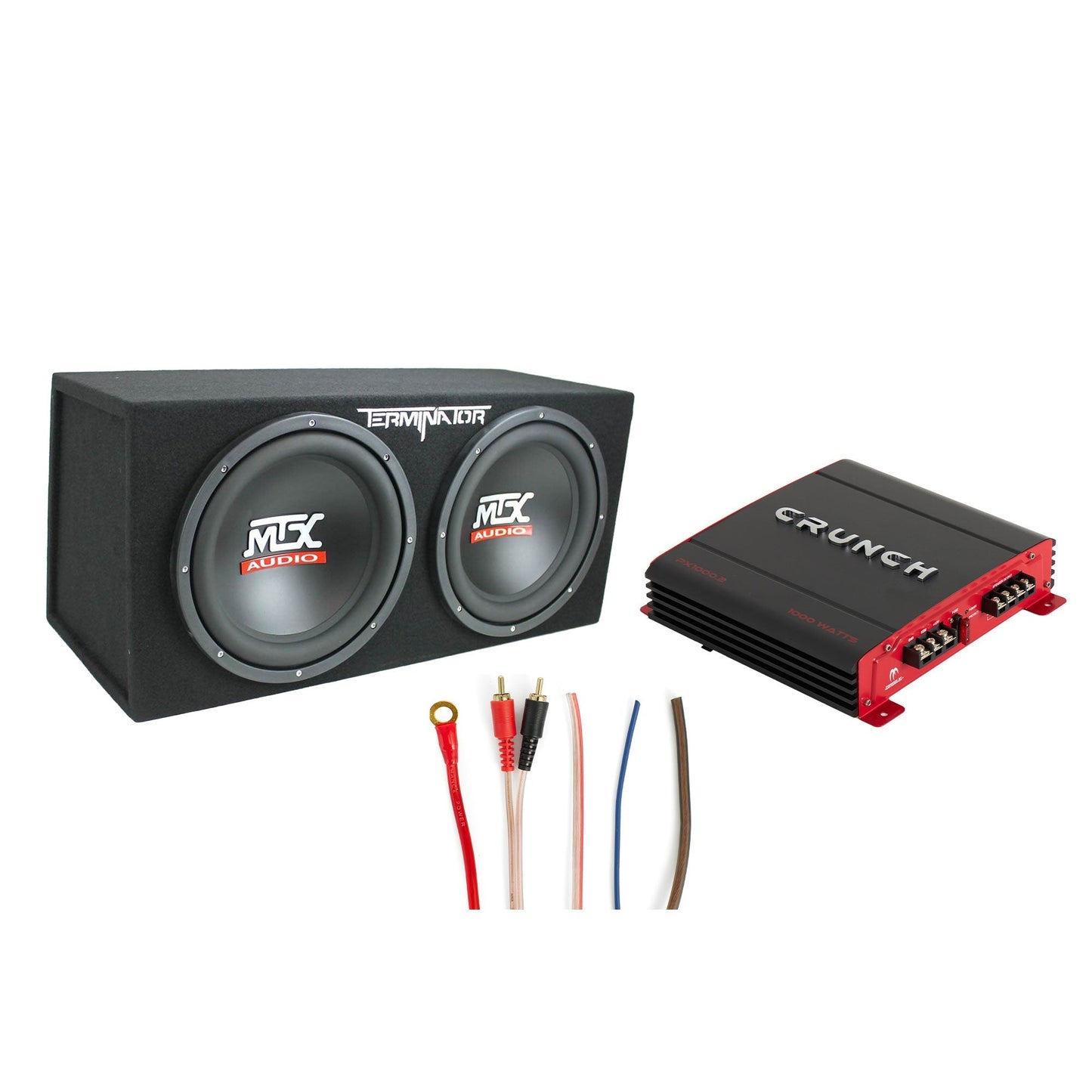 MTX 12 Inch Subwoofer Box, Crunch 2 Channel Amplifier, & Soundstorm Wiring Kit - Find Fresh Goods