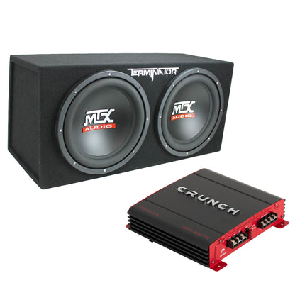 Crunch 2 Channel Car Audio Amplifier & MTX 12 In Dual Loaded Subwoofer Enclosure - Find Fresh Goods