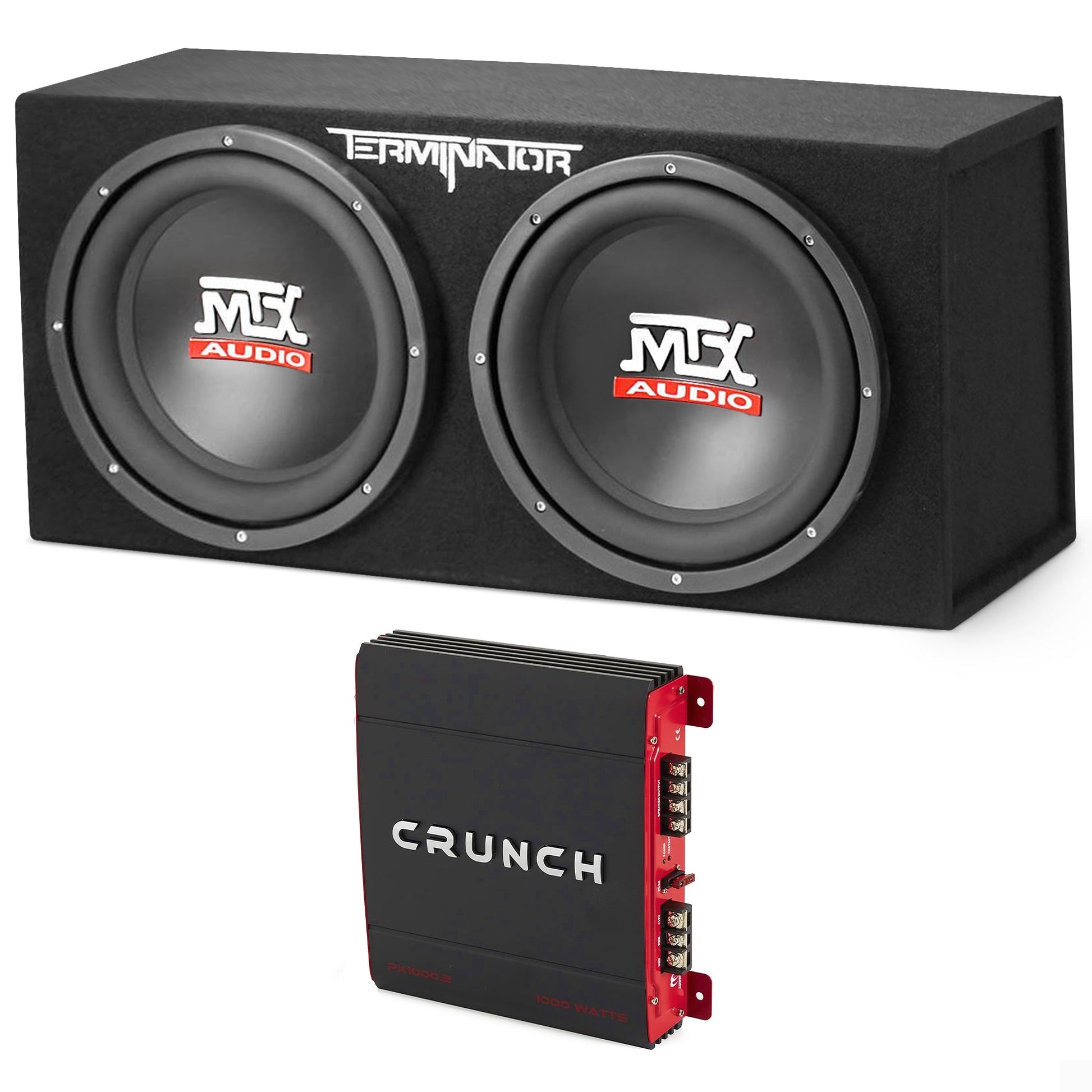 Crunch 2 Channel Car Audio Amplifier & MTX 12 In Dual Loaded Subwoofer Enclosure - Find Fresh Goods