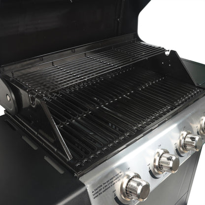 Grill Boss 4-Burner Gas Grill with Side Burner, Cover, Shelves, & Bottle Opener
