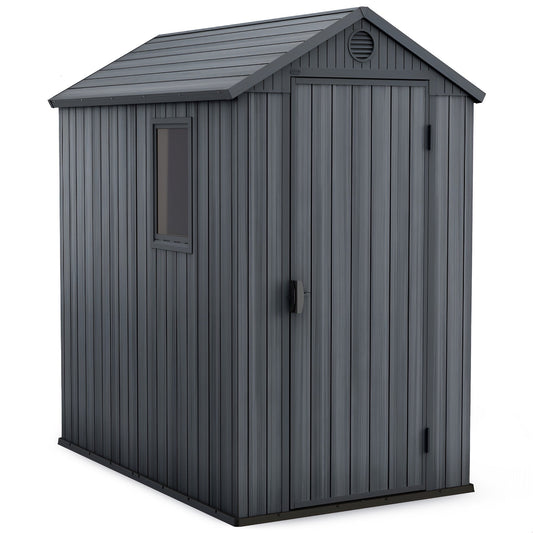 Keter Darwin 4 Foot x 6 Foot Outdoor Garden Tool Storage Shed w/Window, Graphite