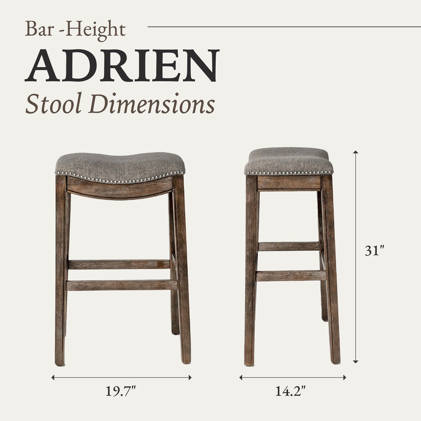 Maven Lane Adrien Backless Saddle Kitchen Bar Stool, Walnut Finish, Set of 2