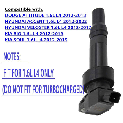 KSU Ignition Coils, Compatible with Select Hyundai and Kia Car Models (4 Pack)