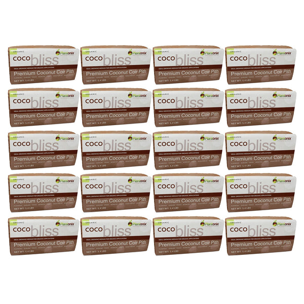 Plantonix Coco Bliss Premium Organic Coconut Coir Pith, 650GM Bricks (20 Pack)