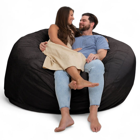 Ultimate Sack 6000 6 Foot Foam Pre-Filled Fur Cover Bean Bag Chair, Charcoal
