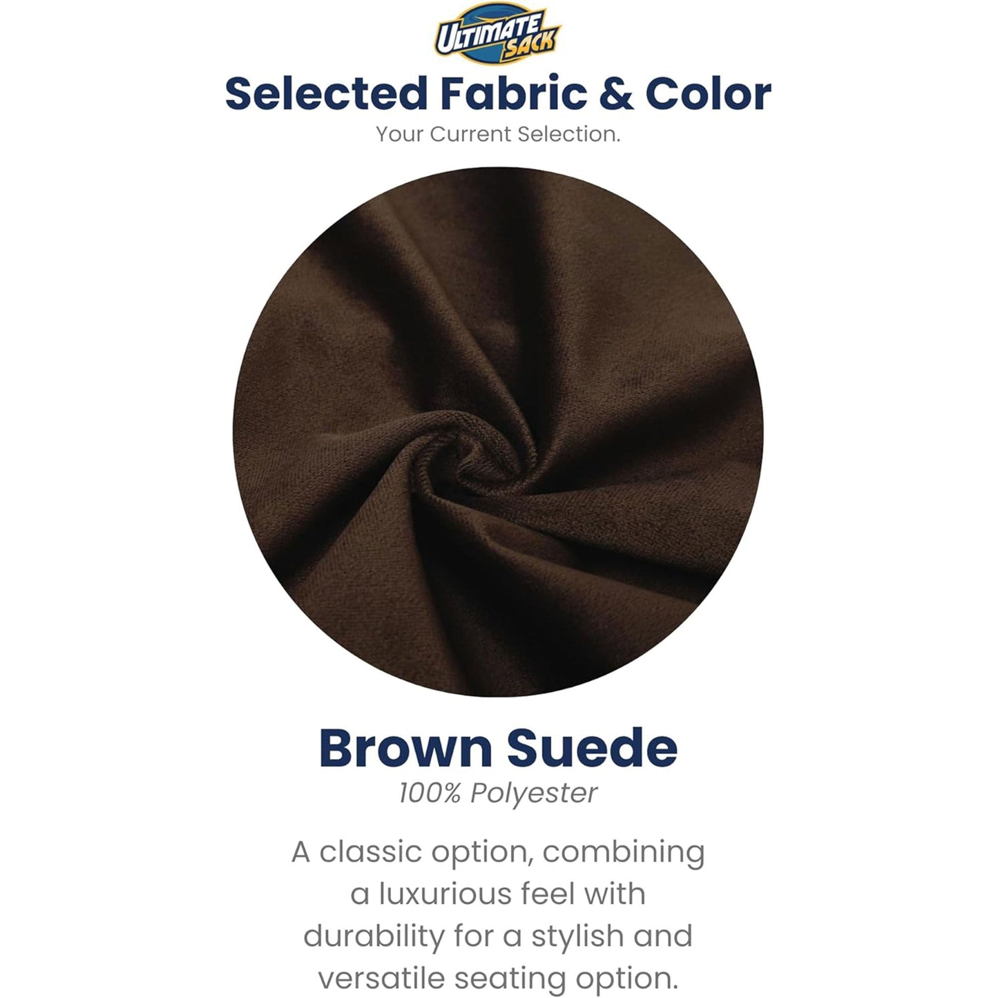 Ultimate Sack 6ft Bean Bag Chair and Footstool, Oversized Lounger, Brown Suede