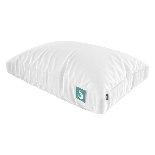 Sleepgram Bed Support Sleeping Pillow with Microfiber Cover, Queen Size, White
