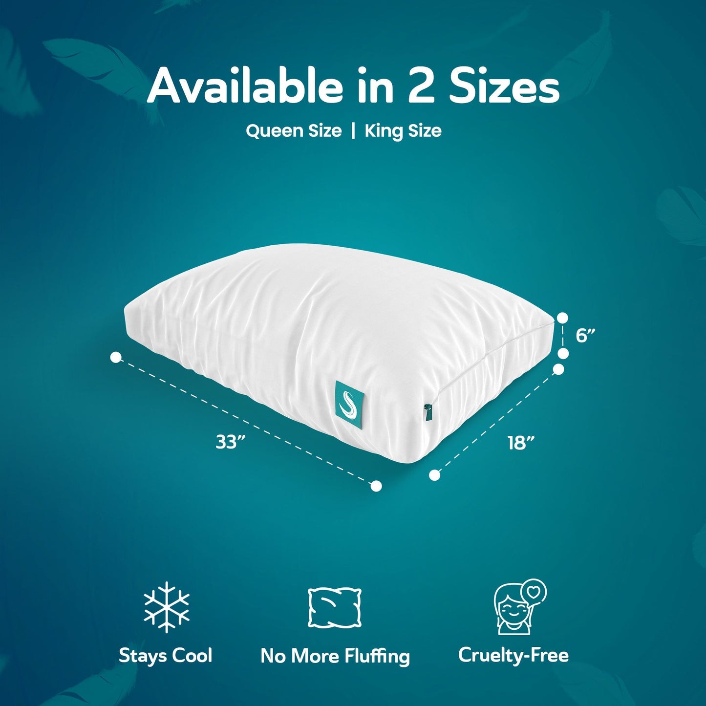 Sleepgram Bed Support Sleeping Pillow with Microfiber Cover, King Size, White