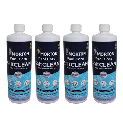 Morton Pool Care SaltCLEAN Salt Water Swimming Pool Water Enzyme, 32 Oz, 4 Pack