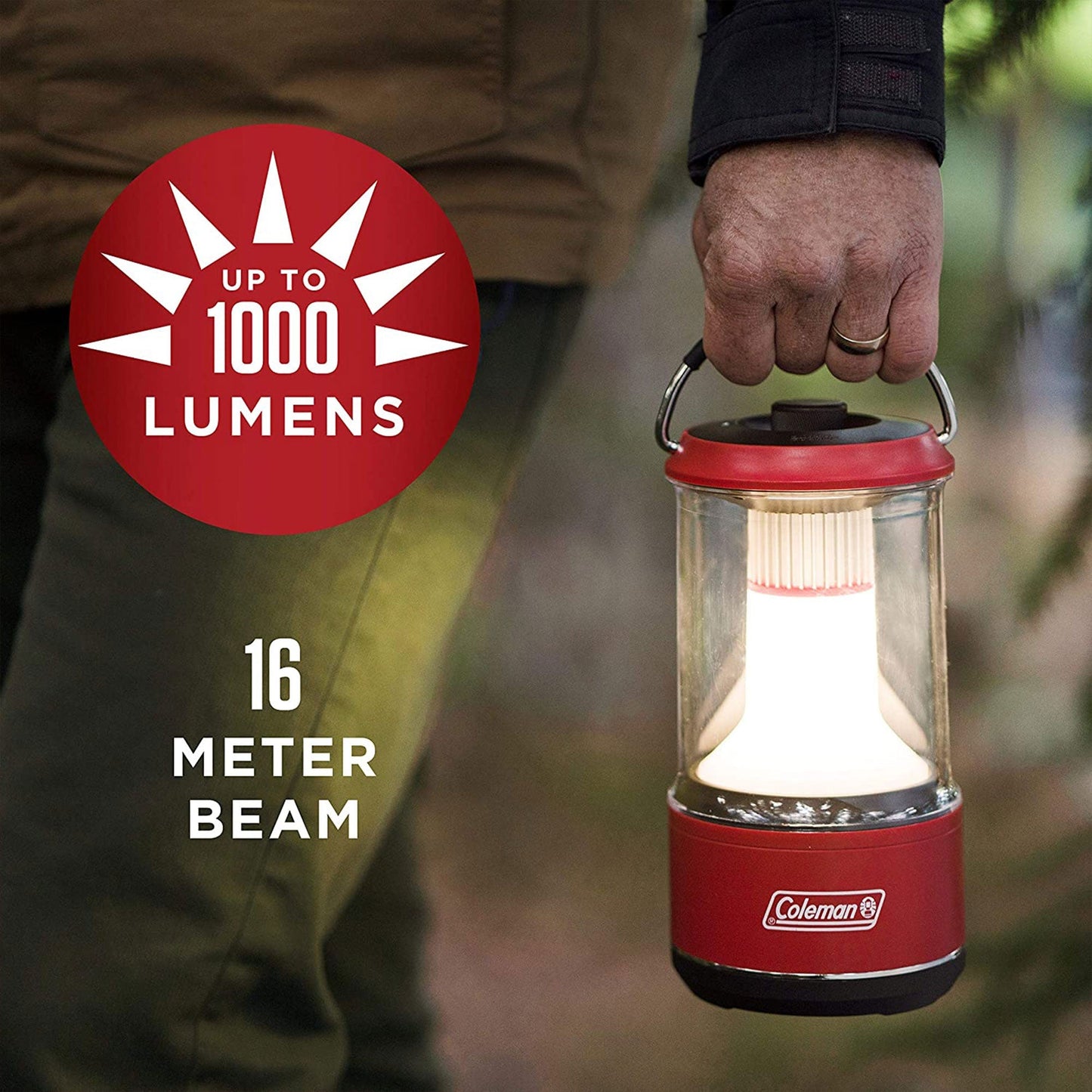 Coleman 1000 Lumens LED Outdoor Camping Light Lantern with BatteryGuard, Green