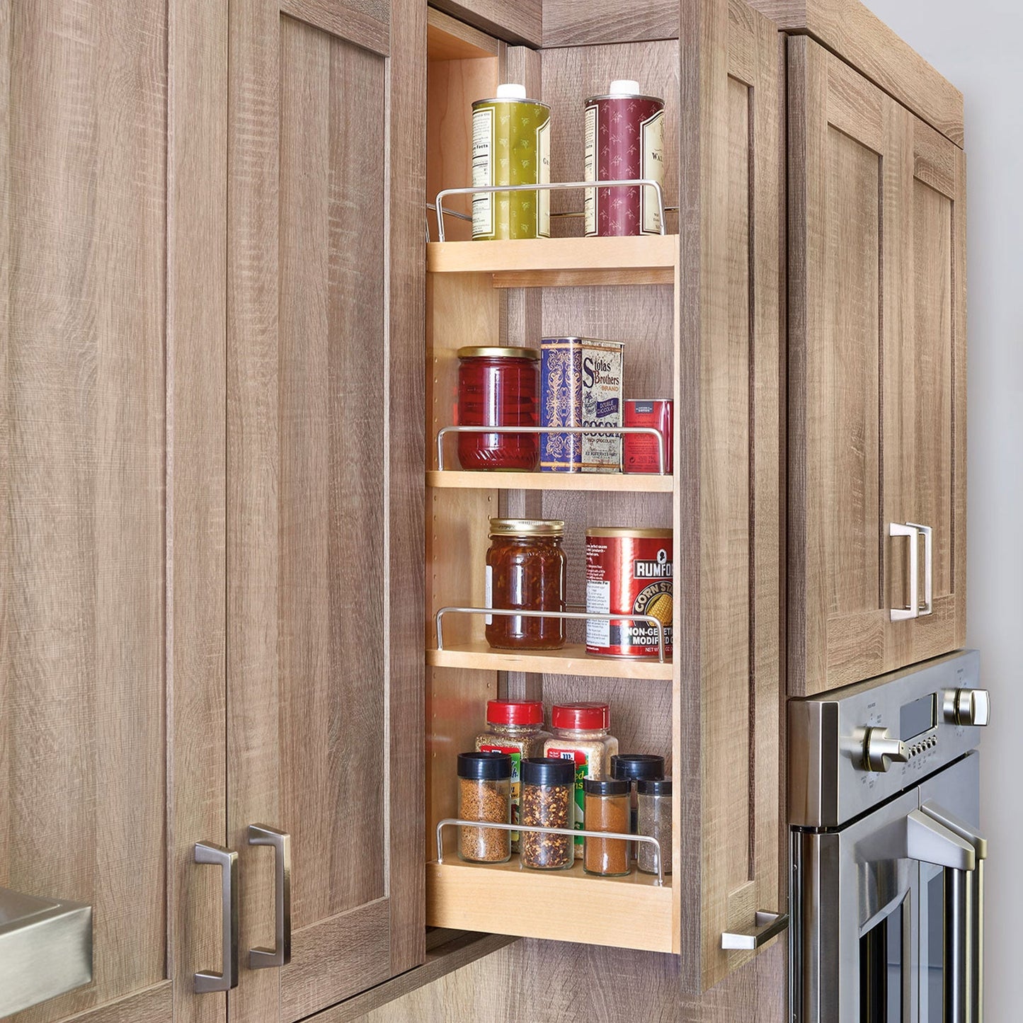 Rev-A-Shelf 9.5" Pullout Kitchen Wall Cabinet Organizer Soft-close, 448-BBSCWC-9C