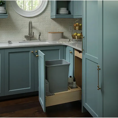 Rev-A-Shelf Single 35 qt. Pullout Bottom Mount Trash Can, Maple, 4WC-15DM1