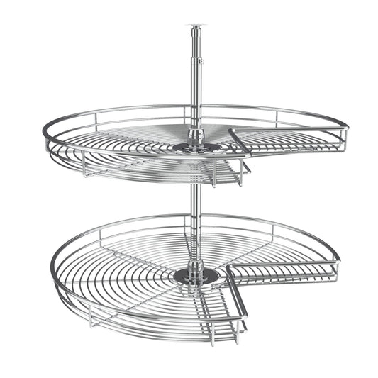 Rev-A-Shelf 28" Lazy Susan Kidney-Shaped 2-Shelf Corner Cabinet, Chrome, 5472-28CR
