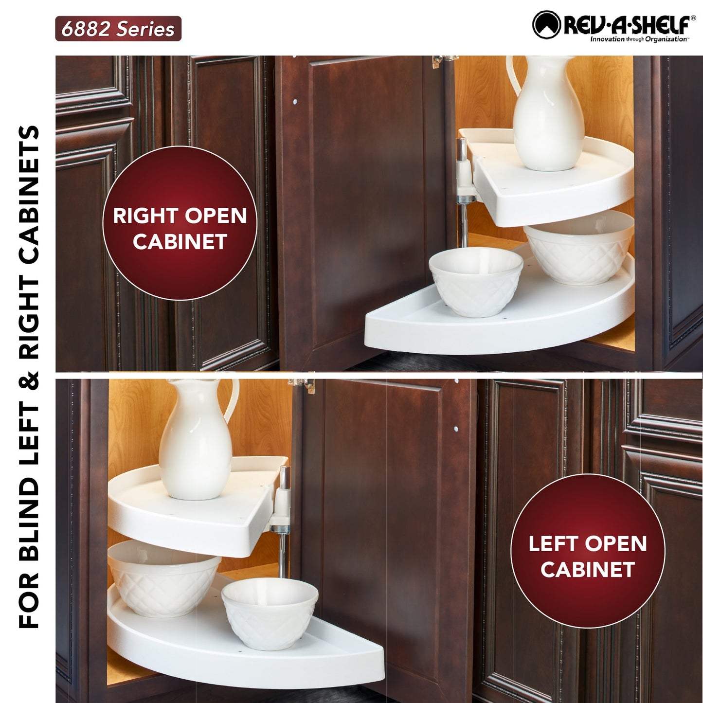 Rev-A-Shelf 39" Lazy Susan Half-Moon Polymer Two-Tier Blind Cabinet 6882-39-11-570