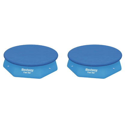 Bestway Flowclear Fast Set 8' Swimming Pool Cover for Above Ground Pools, 2 Pack