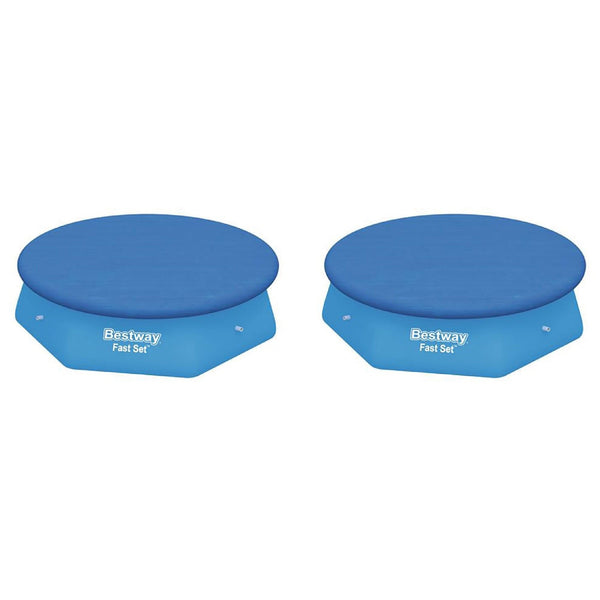 Bestway Flowclear Fast Set 8' Swimming Pool Cover for Above Ground Pools, 2 Pack