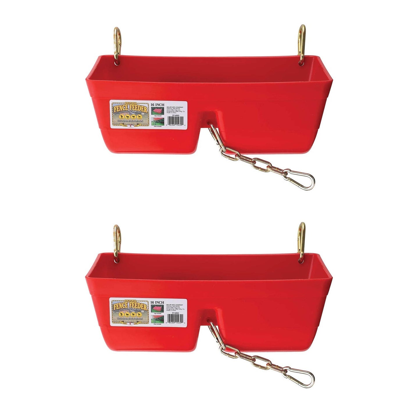Little Giant 9 Quart Heavy Duty Feed Trough Bucket Fence Feeder, Red (2 Pack)