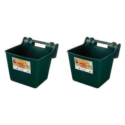 Little Giant Heavy Duty 15 Quart Mountable Plastic Hook Feeder, Green (2 Pack)
