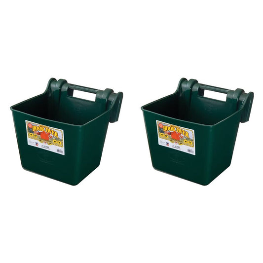 Little Giant Heavy Duty 15 Quart Mountable Plastic Hook Feeder, Green (2 Pack)