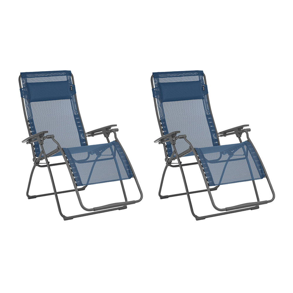 Lafuma Futura XL Zero Gravity Lawn Steel Framed Recliner Chair, Ocean (2 Pack)