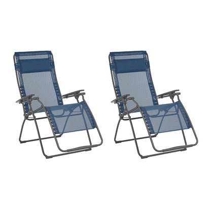 Lafuma Futura XL Zero Gravity Lawn Steel Framed Recliner Chair, Ocean (2 Pack)