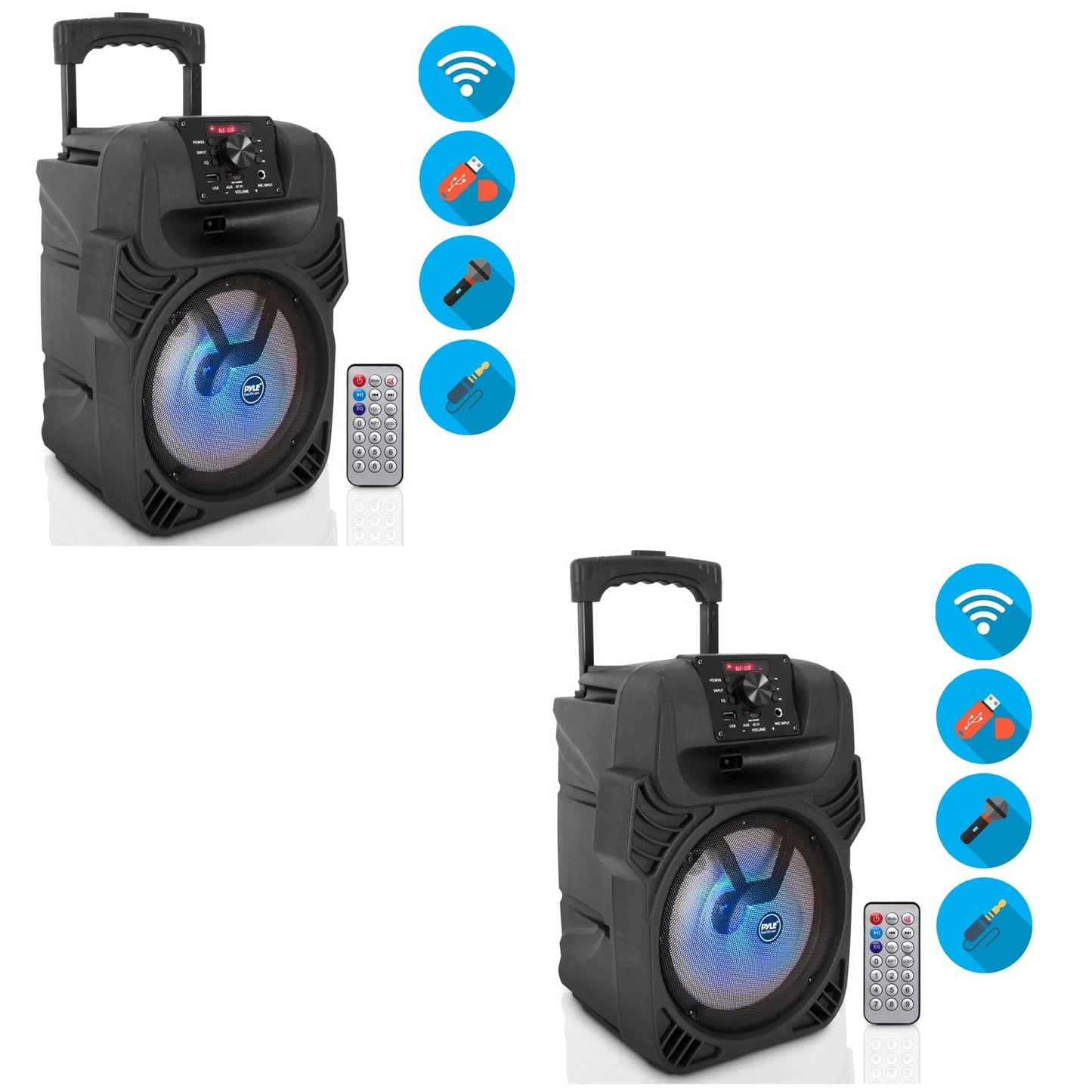 Pyle PPHP844B Portable Bluetooth Speaker System w/ Flashing Party Lights(2 Pack)