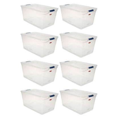 Rubbermaid Cleverstore 95 Quart Plastic Storage Container & Lid, Clear (8 Pack)
