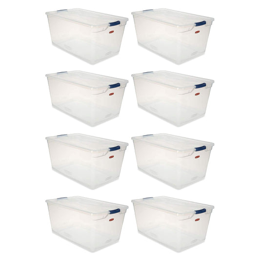 Rubbermaid Cleverstore 95 Quart Plastic Storage Container & Lid, Clear (8 Pack)